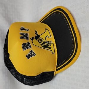 Vintage Army Football Trucker Hat Yellow Snapback Adjustable Mesh Cap